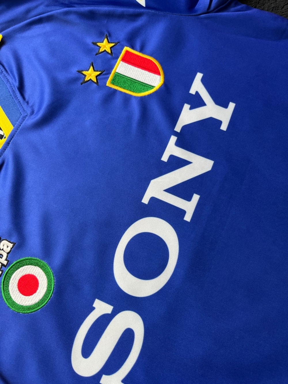 Del Piero #10 Juventus Retro Blue Soccer Jersey 1995/1996 UCL Yellow Star - Picture 5 of 6